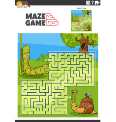 Maze Game Activity With Cartoon Caterpillar