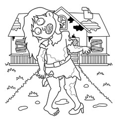 Zombie Girl Coloring Page For Kids