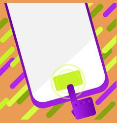 Drawed Finger Pointing On Main Button Of Phone