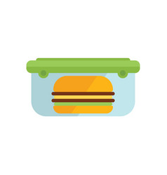 Plastic Lunch Box Icon Flat Healthy Meal