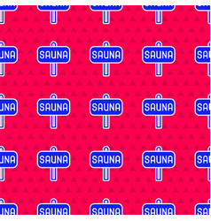 Blue Sauna Icon Isolated Seamless Pattern On Red