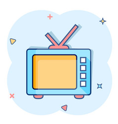 Cartoon Retro Tv Screen Icon In Comic Style Old