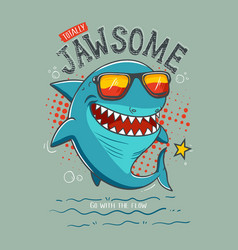 Funny Cartoon Shark Wearing Sunglasses Clip Art