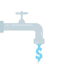 Dollar Sign Like Water Flowing Out Faucet Tap