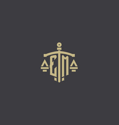 Letter Em Logo For Law Office And Attorney