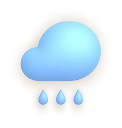 3d Realistic Weather Icon Rain Cloud And Drops