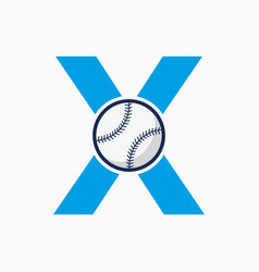 Baseball Logo On Letter X Template