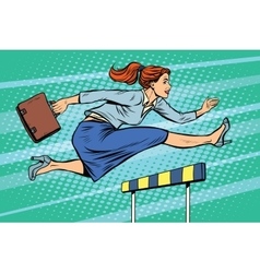 Businesswoman Running Hurdles