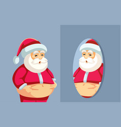 Overweight Santa Claus Looking In The Mirror