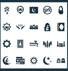 Religion Icons Set With People Prayer Azan