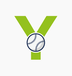 Baseball Logo On Letter Y Template