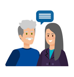 Cute Grand Parents Couple With Speech Bubble