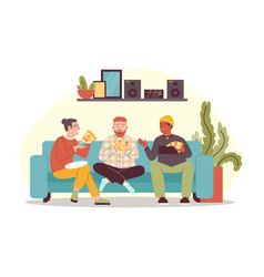 Friends Male Characters Eating Pizza At Home Flat