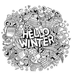 Hello Winter Hand Drawn Doodles