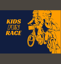 Kids Bicycle Fun Race Poster With Boy And Girl