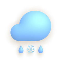 3d Realistic Weather Icon Snow With Rain Cloud