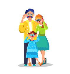 Family With Bad Vision Wearing Eye Glasses