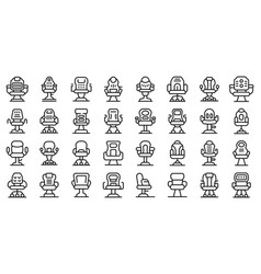 Gaming Chair Icons Set Outline Equipment