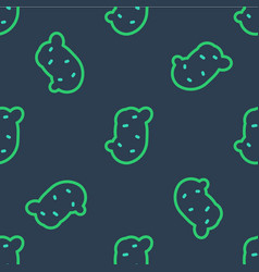 Line Potato Icon Isolated Seamless Pattern On Blue