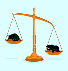 Bull And Bear On Imbalance Scalesstock Market