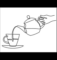 Continuous Line Drawing Tea Cup And Teapot