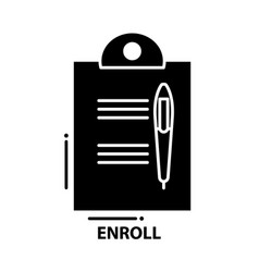 Enroll Icon Black Sign With Editable