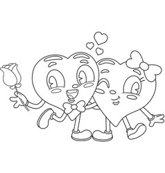 Outlined Cute Hearts Couple