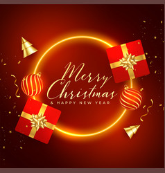 Merry Christmas Neon Frame Background With 3d