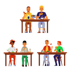 Cartoon People Eating Together - Set Men