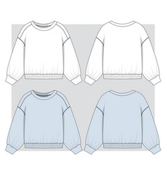 Girl Drop Shoulder Sweatshirt Flat Sketch