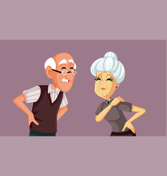 Senior Couple Feeling Back Pains Cartoon