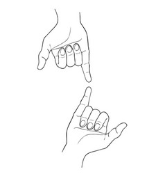 Sketch Of Two Shaka Hand On White Background