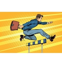 Businessman Running Hurdles