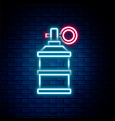 Glowing Neon Line Hand Smoke Grenade Icon Isolated