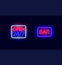 Open Shop 247 And Bar Neon Light Sign Set