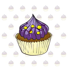 A Cup Cake With Violet Icing