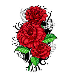 Old School Colored Rose Tattoo Design