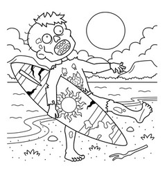 Zombie Surfer Coloring Page For Kids