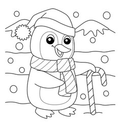 Christmas Santa Penguin Coloring Page For Kids