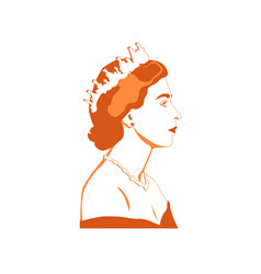 Queen Elizabeth Young Face Portrait Orange