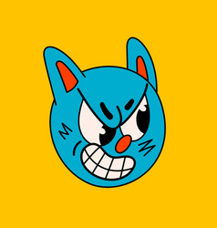 Retro Style Cartoon Angry Cat Face Groovy Vintage