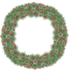 Watercolor Christmas Wreath With Pinecones