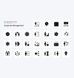 25 Corporate Management Solid Glyph Icon Pack