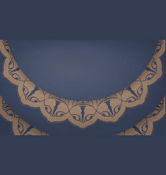 Baner In Blue With Brown Mandala Ornament