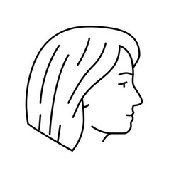 Bob Cut Hairstyle Female Line Icon