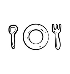 Handdrawn Plate Dining Doodle Icon Hand Drawn