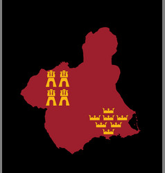 Murcia Map Flag Silhouette Isolated