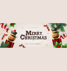 Christmas Web Banner With Nutcracker Green Pine