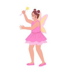 Cute Girl In Fairy Dress Semi Flat Color Character