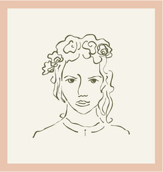 Female Portrait With Flower Single Clipart